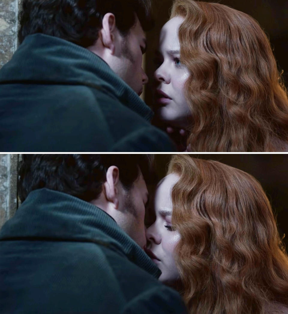 Colin and Penelope kissing in Bridgerton Season 3