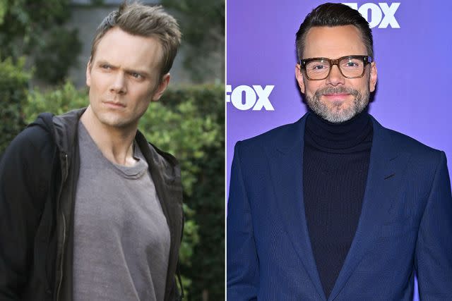 <p>NBC/Lewis Jacobs;Getty</p> Joel McHale in 'Community' and in 2024