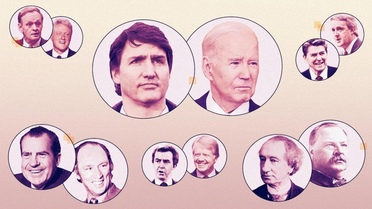 U.S. presidents are generally getting older, while prime ministers are getting younger. (Wendy Martinez/CBC illustration - image credit)
