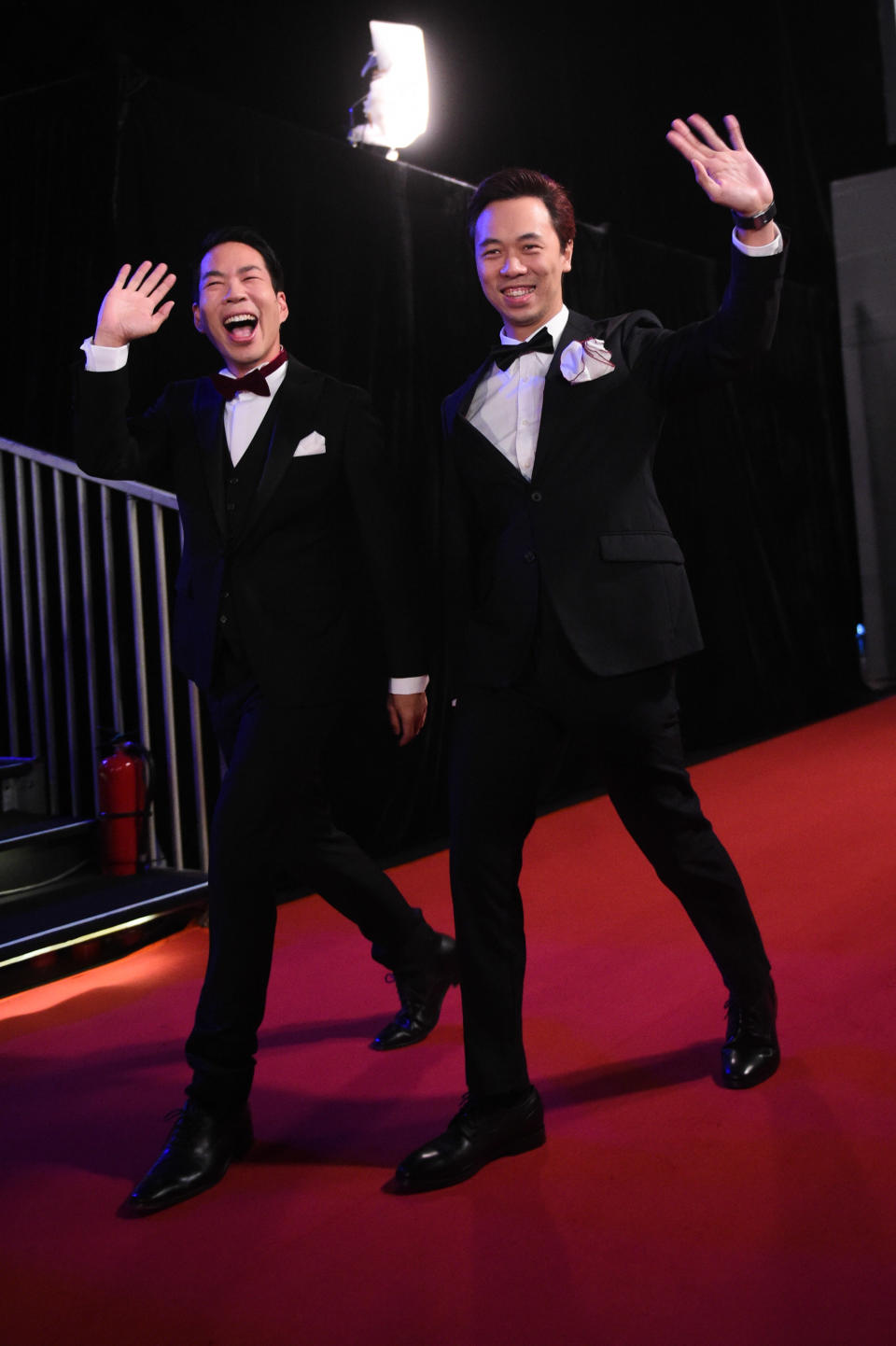 <p>Singapore actors Chua Enlai and Alaric Tay on the red carpet at the 22nd Asian Television Awards. (Photo: Joseph Nair for Yahoo Lifestyle Singapore) </p>