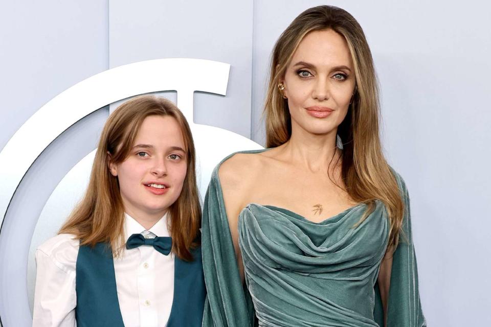 <p>Dimitrios Kambouris/Getty</p> Angelina Jolie (R) and daughter Vivienne at the Tony Awards in New York City on June 16, 2024