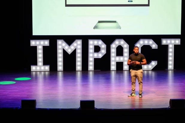 Andre Peart, CEO of Untapped Solutions, speaking at a TechStars conference in 2022.