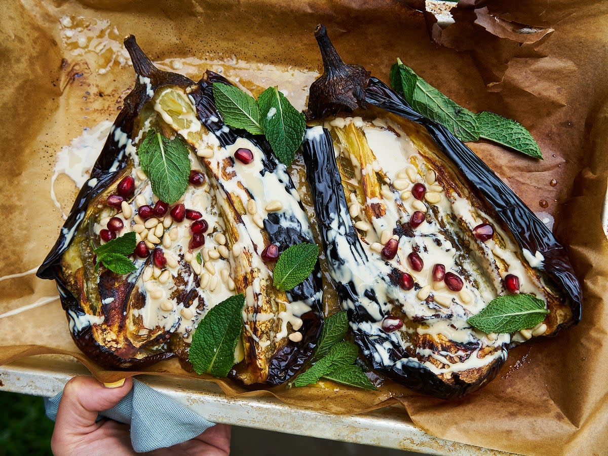 When grilled, the aubergines develop a tender, creamy texture with a slightly smoky char, enhancing their natural taste (Bettina Campolucci Bordi)