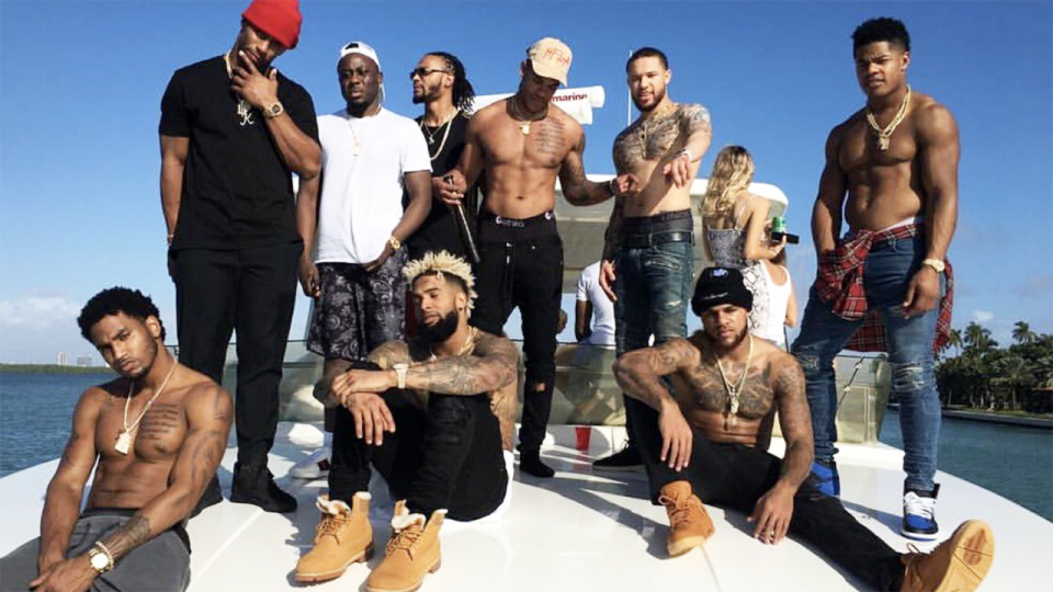 Victor Cruz and his teammates, pictured here on a boat in Miami.