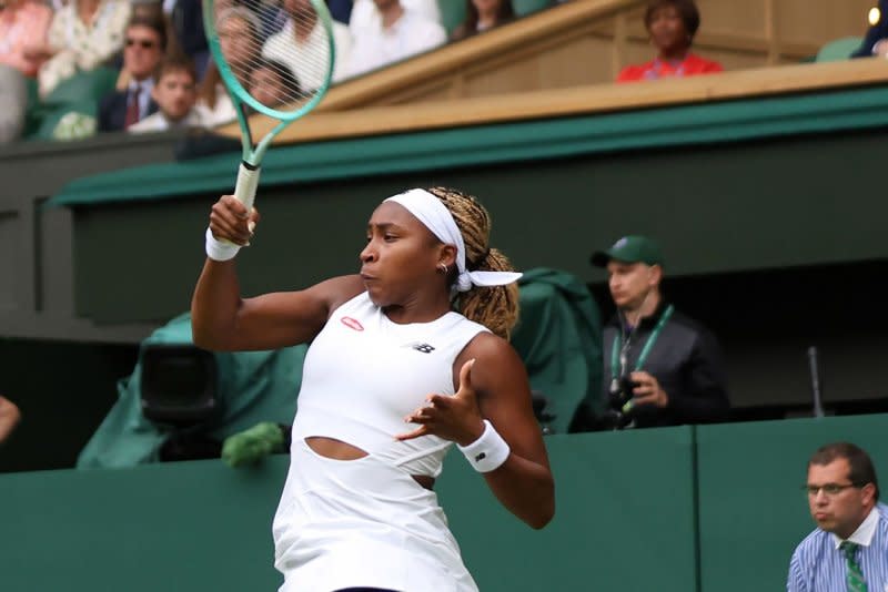 American Coco Gauff is looking to advance to her fourth-consecutive Grand Slam semifinal at Wimbledon 2024. Photo by Hugo Philpott/UPI