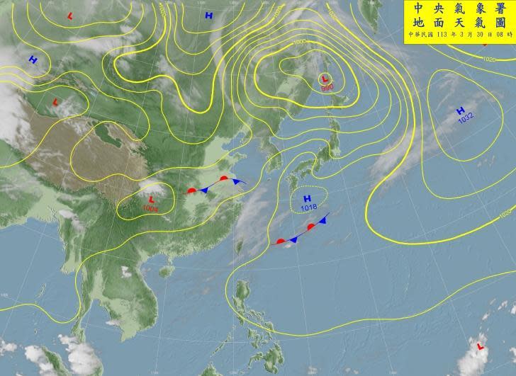 今天水氣增加，受到對流發展旺盛影響，南投大雨特報。（圖/氣象署）