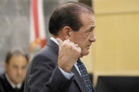 Suspected shooting accomplice Trayvon Newsome's attorney, George Edward Reres, gives his opening statement during the XXXTentacion murder trial at the Broward County Courthouse in Fort Lauderdale, Fla., Tuesday, Feb. 7, 2023. Emerging rapper XXXTentacion, born Jahseh Onfroy, 20, was killed during a robbery outside of Riva Motorsports in Pompano Beach in 2018 allegedly by defendants Michael Boatwright, Trayvon Newsome, and Dedrick Williams. (Amy Beth Bennett/South Florida Sun-Sentinel via AP, Pool)