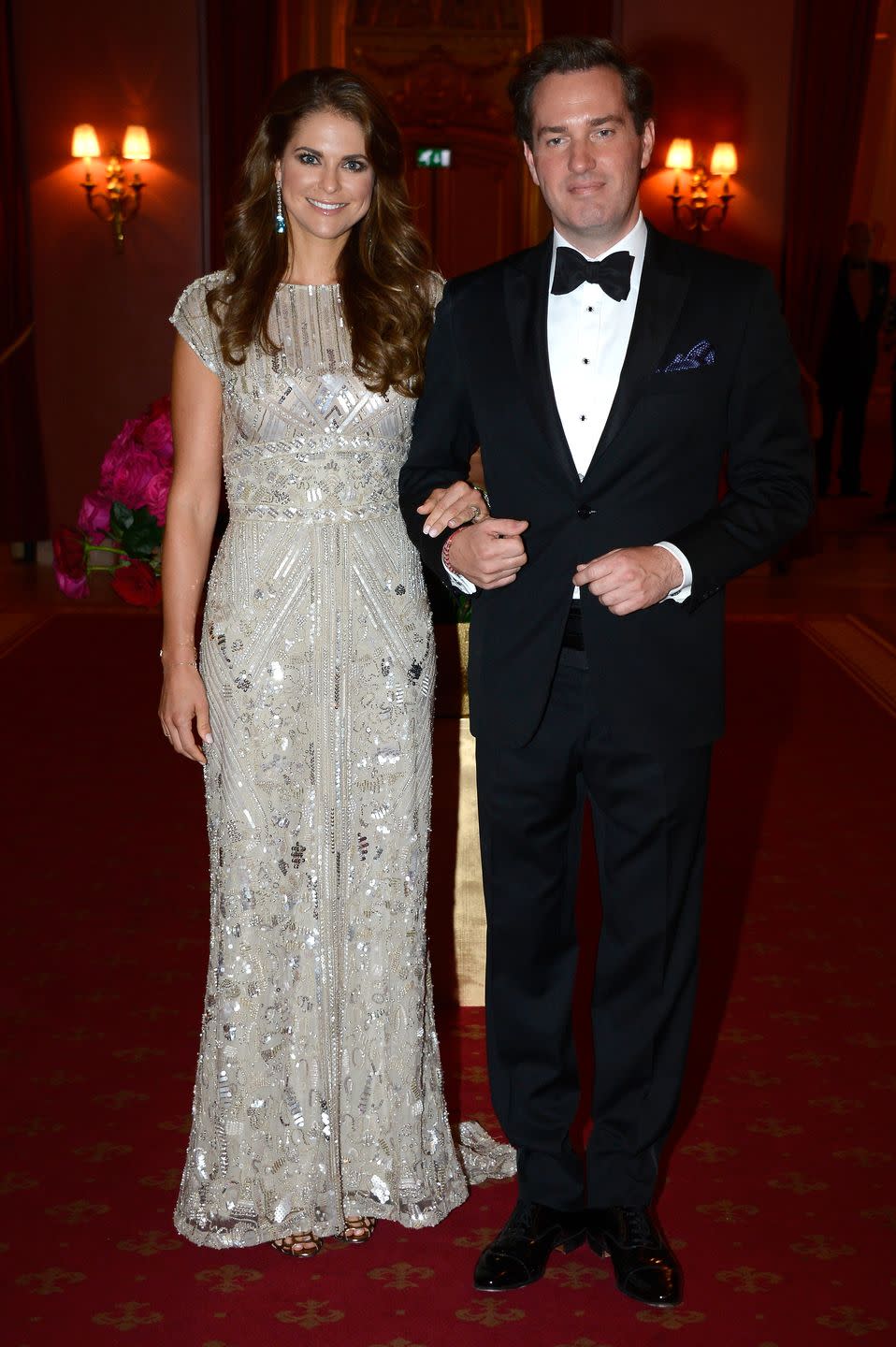 <p>The night before their royal wedding, Madeleine and Christopher were photographed at a pre-wedding dinner hosted by King Carl XVI Gustaf and Queen Silvia in Stockholm, Sweden.</p>