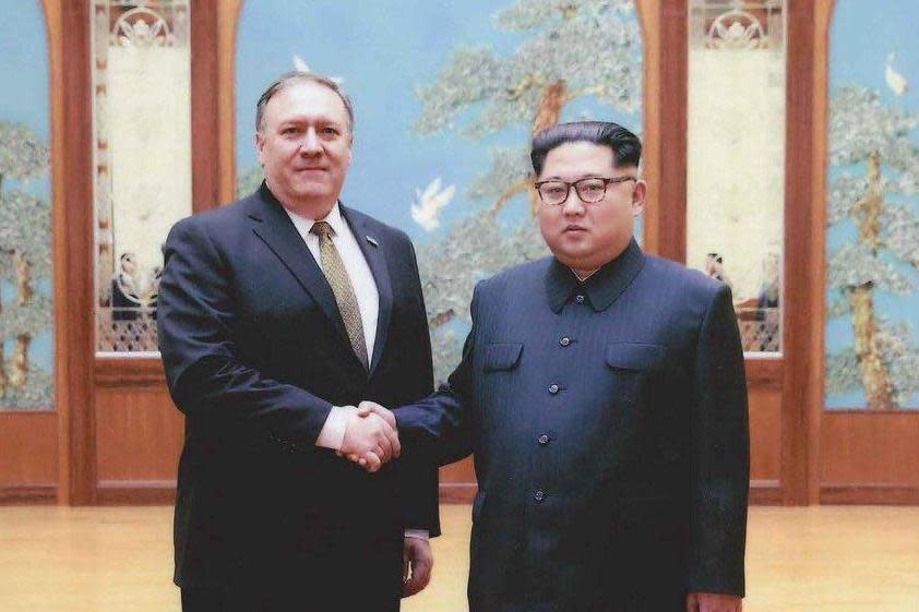 Mike Pompeo, the former CIA chief, flew to North Korea for secret talks with the country's leader over Easter: Twitter/White House