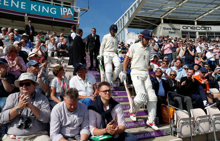 Cricket - England v India - Fourth Test - Ageas Bowl, West End, Britain - August 30, 2018 England's Alastair Cook and Keaton Jennings walk out to bat Action Images via Reuters/Paul Childs