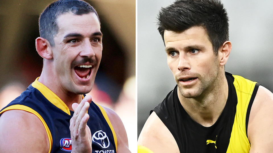Adelaide Crows veteran Taylor Walker has left the AFL fuming after suggesting Trent Cotchin got off lightly for kicking him during last weekend&#39;s match. Pictures: Getty Images