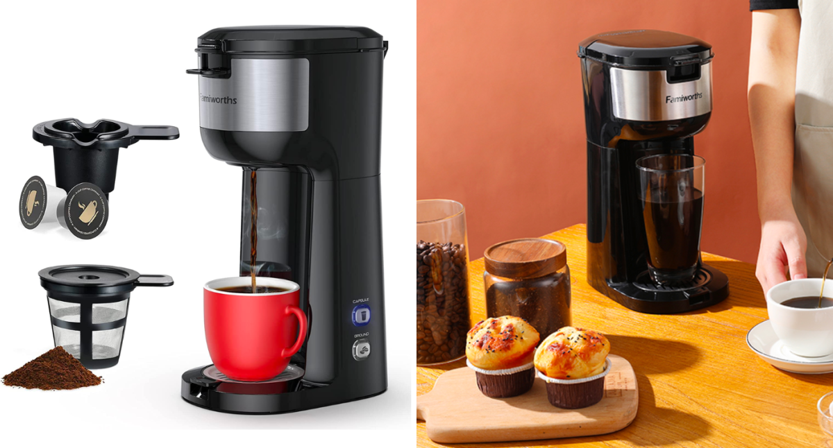 Famiworths Single Serve Coffee Maker K-Cup & Ground Coffee Machine