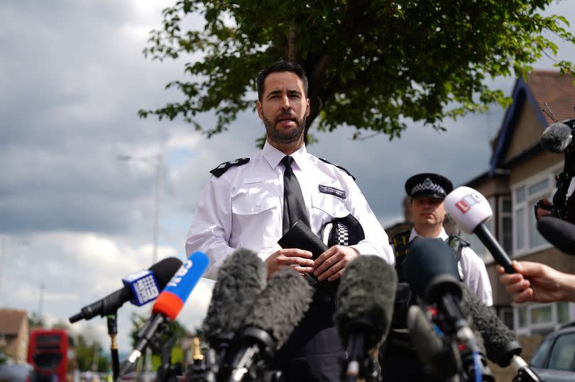 Chief Superintendent Stuart Bell reads a statement to the media near the scene -Credit:PA