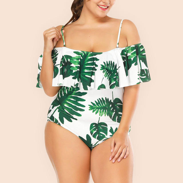 Plus Size Skirted One Piece Swimsuit - Color Block Trimmed / Black / White