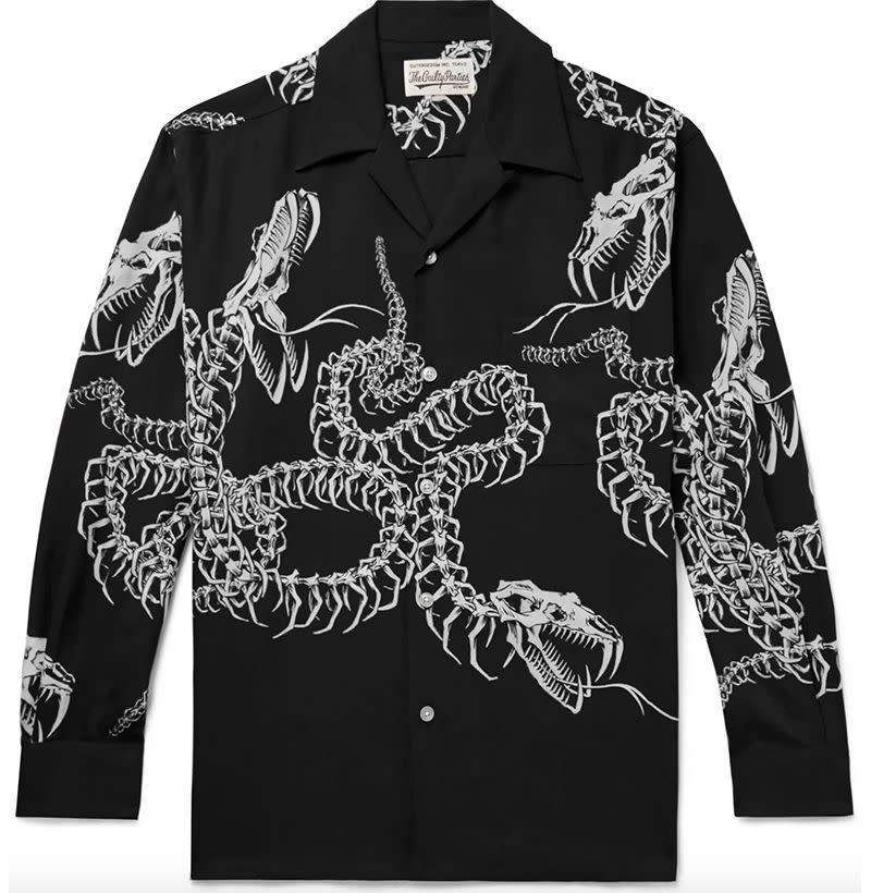 Camp-Collar Printed Lyocell Shirt