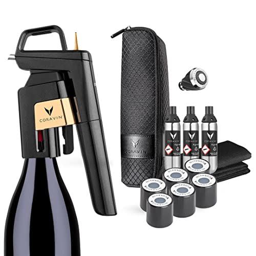 35) Coravin Timeless Six Plus Wine by the Glass System - Special Edition Anthracite - Includes 3 Argon Gas Capsules, 1 Wine Aerator, 6 Screw Cap Replacements, and 1 Carrying Case