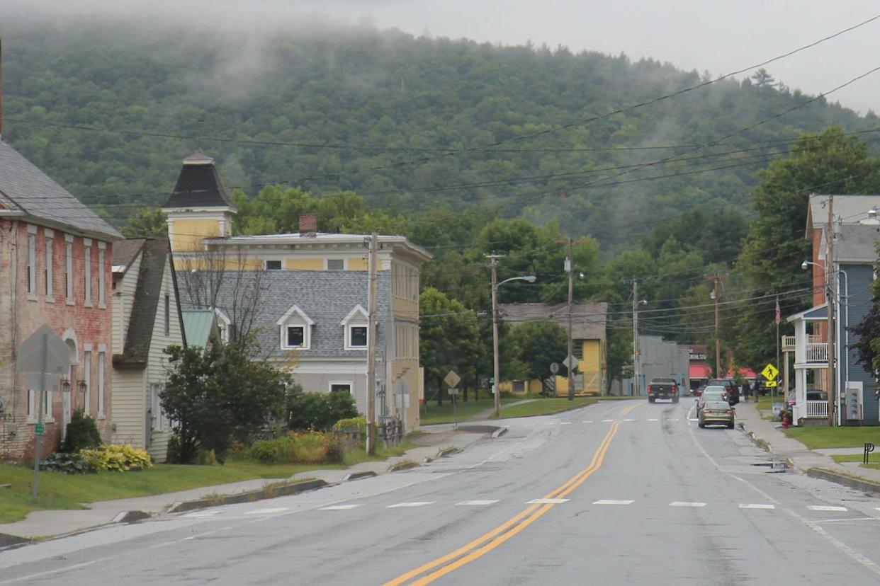 downtown cavendish on a foggy day