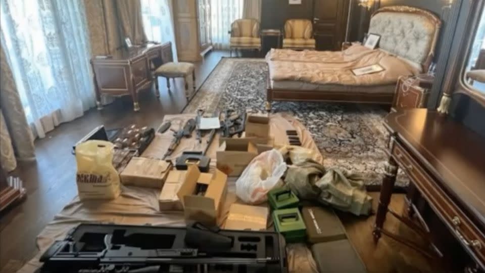 Weapons and ammunition reportedly found during the raid. - Vesti/Telegram