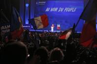 Marine Le Pen, French National Front (FN) political party leader and candidate for French 2017 presidential election, attends a campaign rally in Paris, France, April 17, 2017. REUTERS/Pascal Rossignol