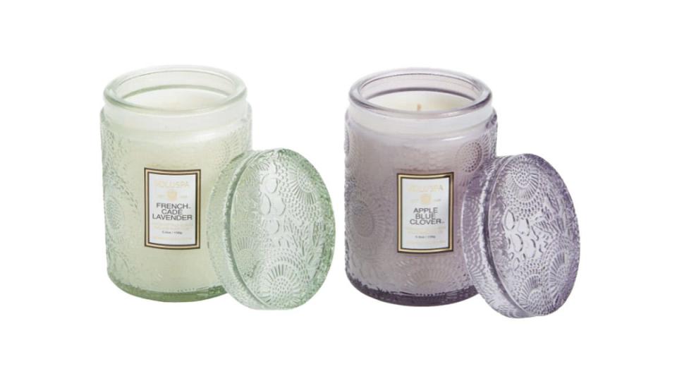 Our editor loves the way Voluspa candles fill the room with scent.