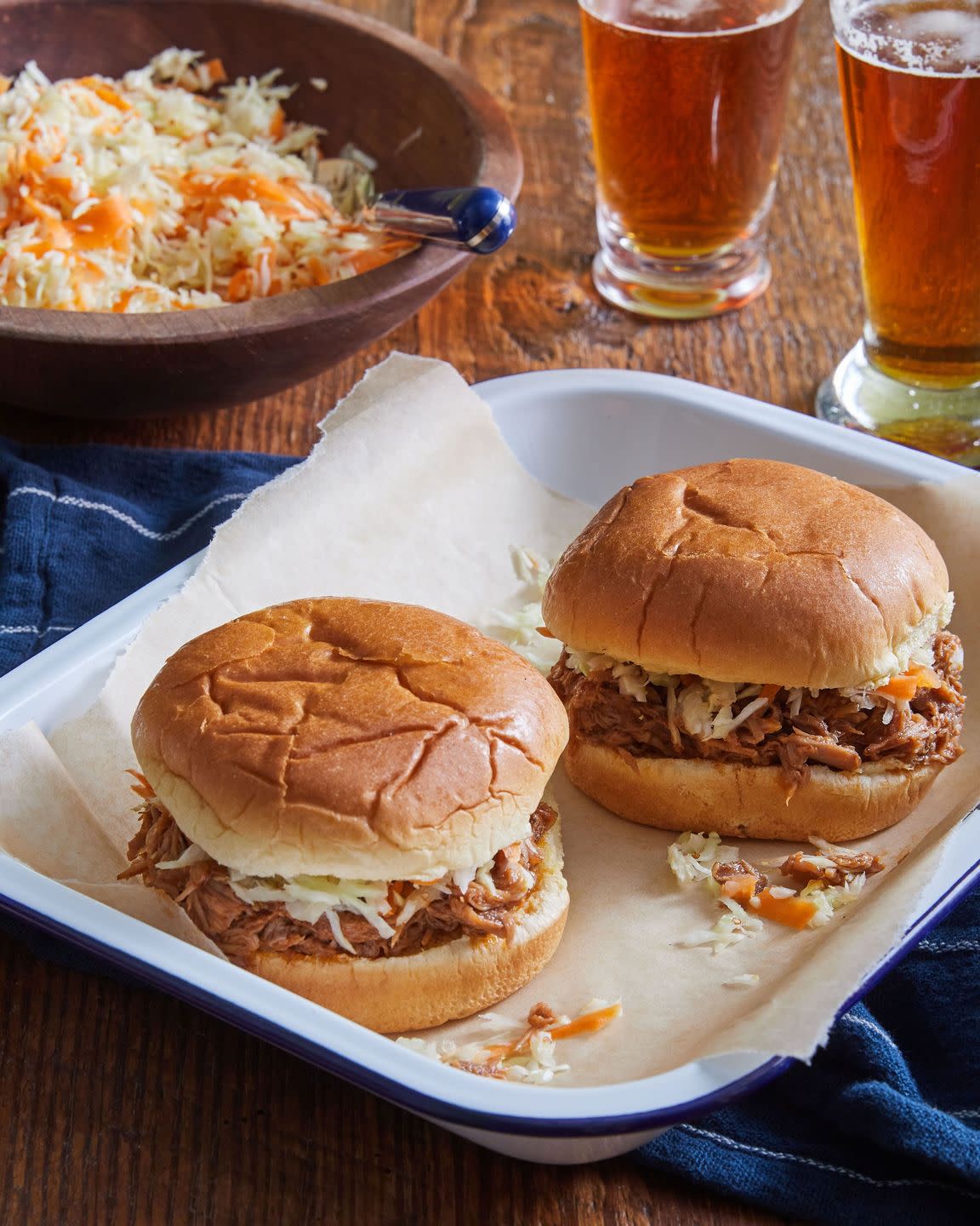 slow cooker bbq pulled pork with cabbage slaw