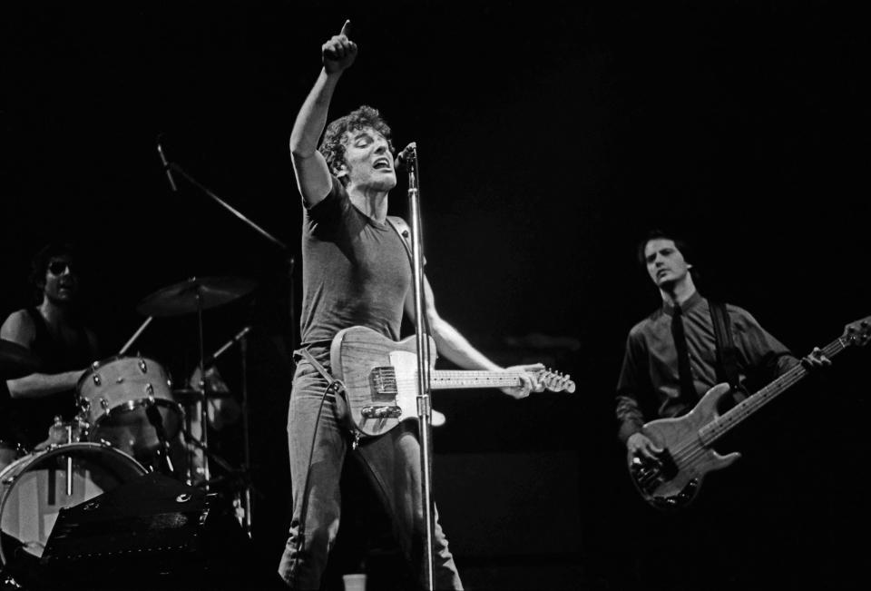 Bruce Springsteen on stage at the Toledo Sports Arena on June 5, 1978.