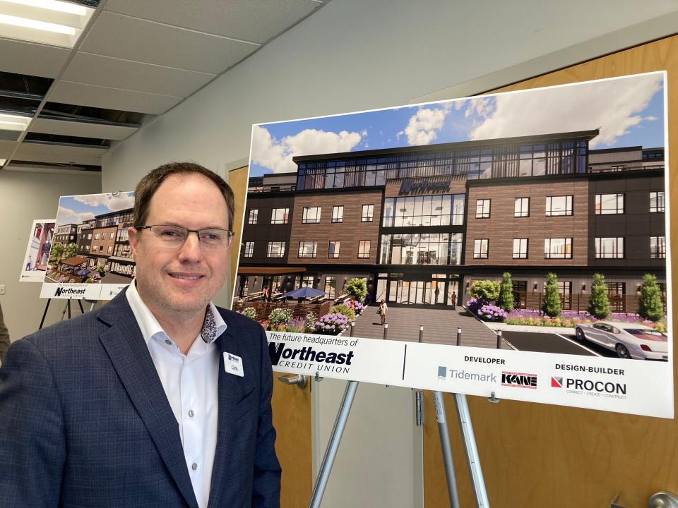 Northeast Credit Union Chief Executive Officer and President Chris Parker shares the vision for the company's new Dover headquarters Thursday, Oct. 19, 2023.