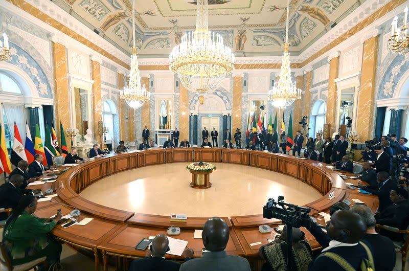 Russian President Vladimir Putin meets with delegation of African leaders in Saint Petersburg