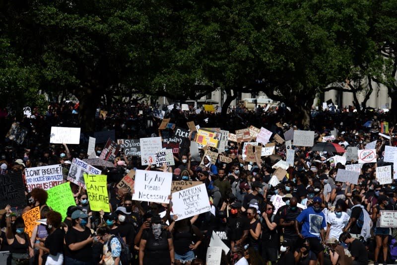 Protesters gather against the death in Minneapolis police custody of George Floyd, in Houston