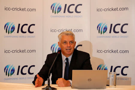 Dave Richardson, chief executive of International Cricket Council (ICC), speaks during a news conference in Kolkata, India, April 26, 2018. REUTERS/Rupak De Chowdhuri