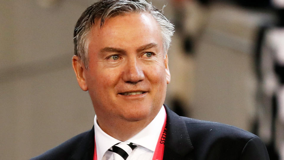 Eddie McGuire, pictured here looking on during a Collingwood game in 2019.