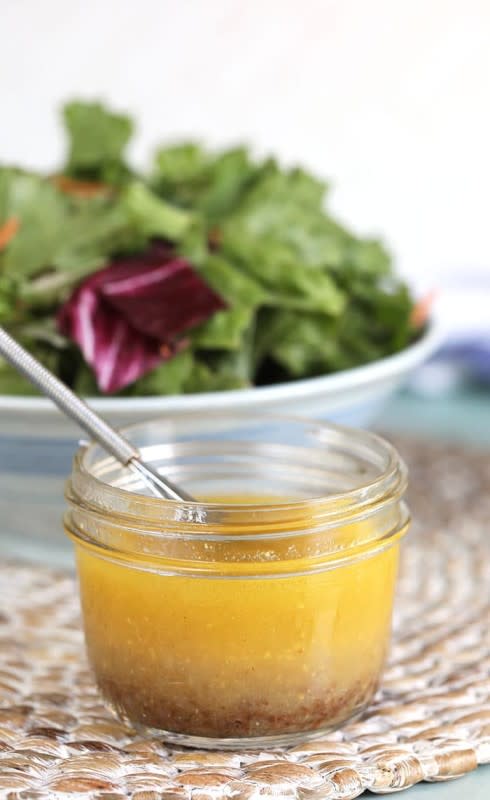 <p>The Suburban Soapbox</p><p>Skip the bottled dressings and make your own zesty vinaigrette at home! This easy apple cider vinaigrette recipe comes together in seconds and is healthy with a flavor-packed punch.</p><p><strong>Get the recipe: <a href="https://thesuburbansoapbox.com/easy-apple-cider-vinaigrette/" rel="nofollow noopener" target="_blank" data-ylk="slk:Apple Cider Vinaigrette;elm:context_link;itc:0;sec:content-canvas" class="link "><em>Apple Cider Vinaigrette</em></a></strong></p>