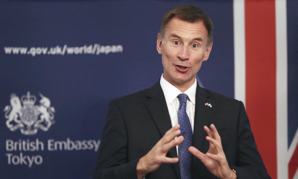 The UK foreign secretary, Jeremy Hunt, in Tokyo, September 2018. 