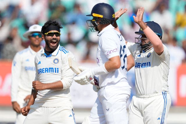 Ravindra Jadeja, second left, led India's charge to victory 