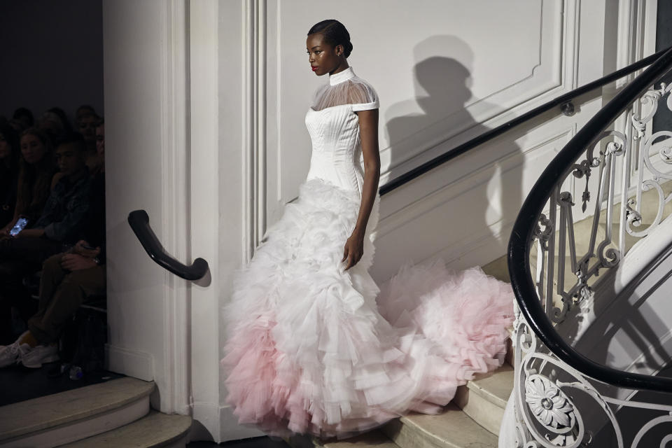 Fashion from the Christian Siriano collection is modeled during Fashion Week on Wednesday, Sept. 7, 2022, in New York. (AP Photo/Andres Kudacki)