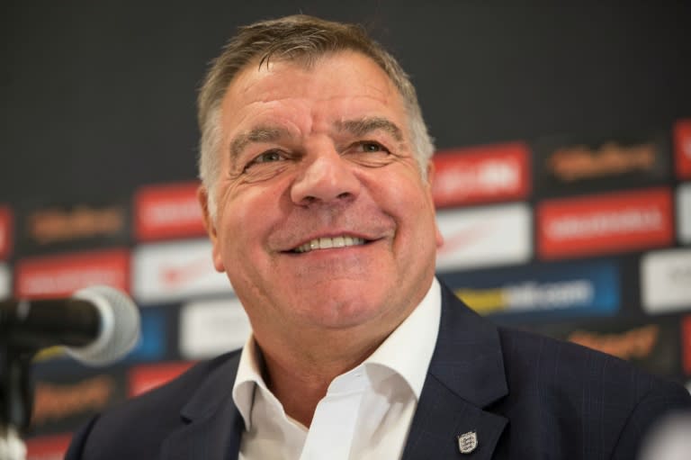 New England football team manager Sam Allardyce answers questions during a press conference at St George's Park, near Burton-on-Trent, central England, on July 25, 2016