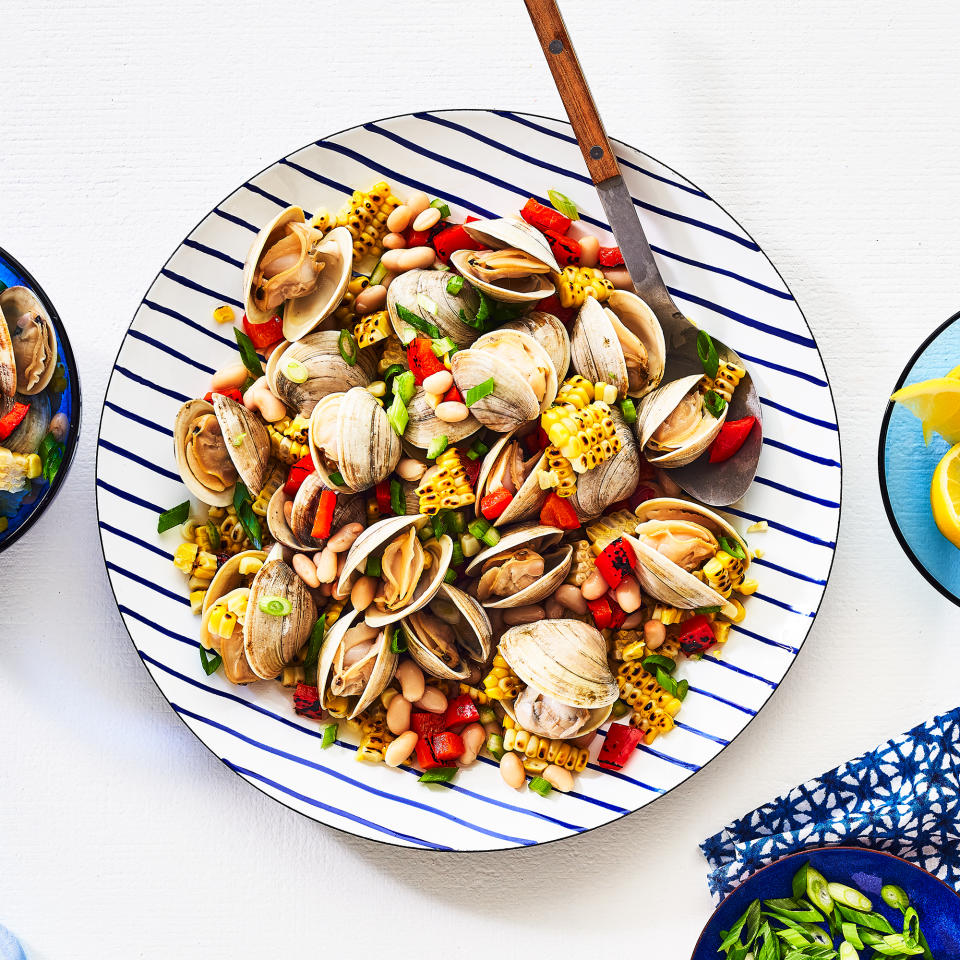 Grilled Clams with Corn & Pepper Relish