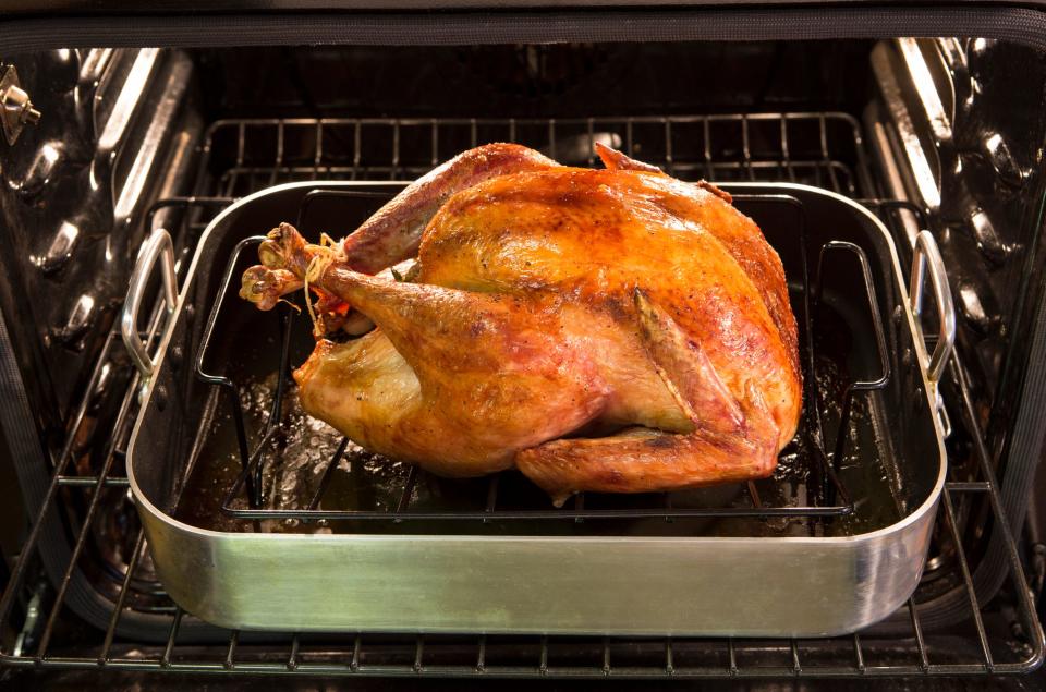 Plan for 1 to 1 1/2 pounds of turkey per person on Thanksgiving.