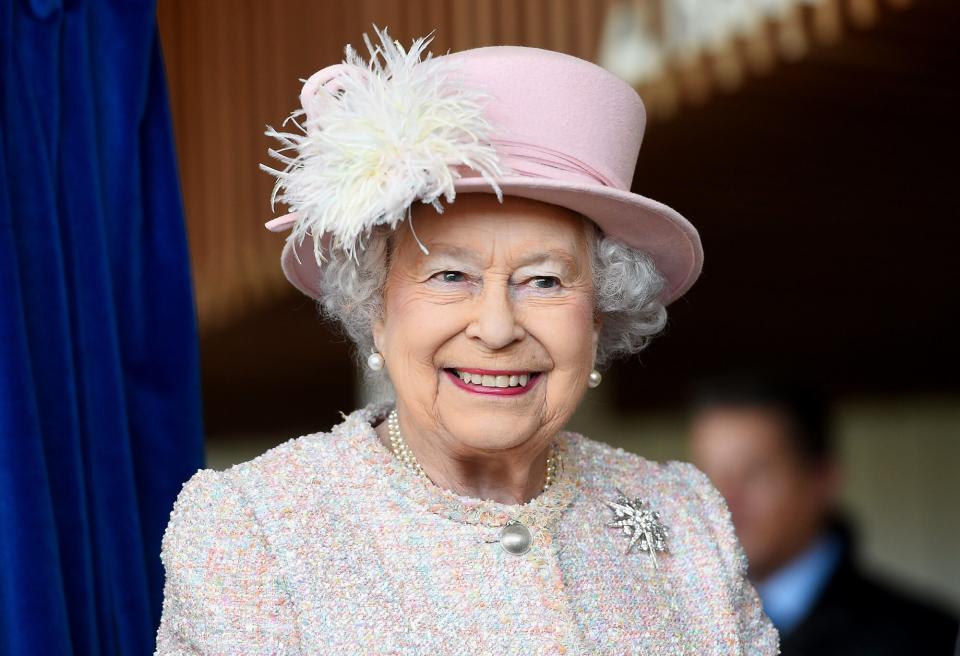 Queen Elizabeth II is seen at the Chichester Theatre while visiting West Sussex on November 30, 2017