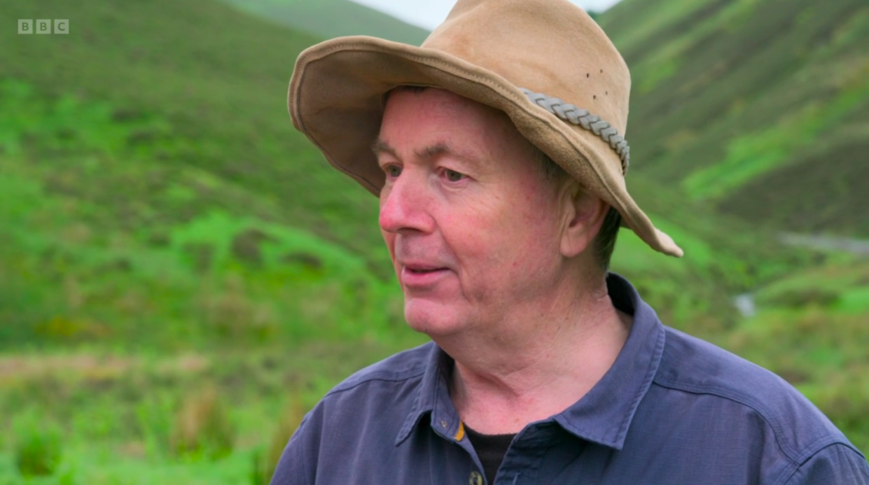 Professional gold panner Leon Kirk on Countryfile. (BBC screenshot)