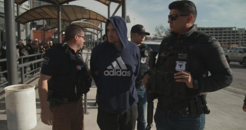 PHOTO: Members of the Baja California state police's International Liaison Unit are on hand as fugitive David Moreno is deported. (ABC News)