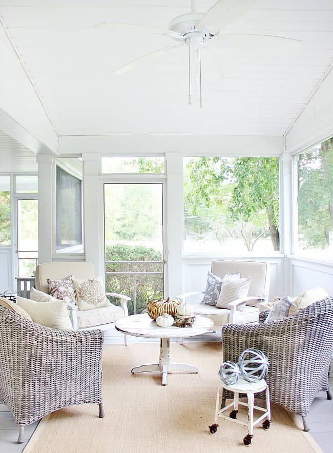 screened in porch ideas white