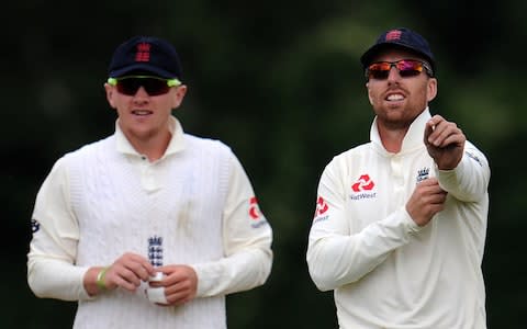 Dom Bess and Jack Leach(R) of England Lions look on during Day Two - Credit: GETTY IMAGES