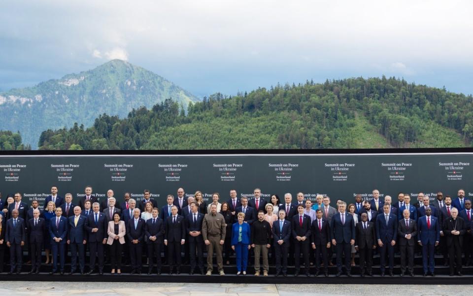 The official photograph of the Ukraine peace summit in Switzerland