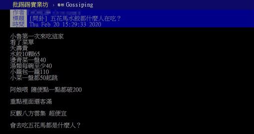 原PO認為該店價格偏高。（圖／翻攝自PTT）