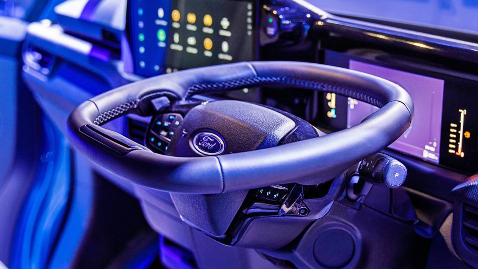 2024 Ford Transit's Trick Steering Wheel Can Fold Up Into a Desk photo
