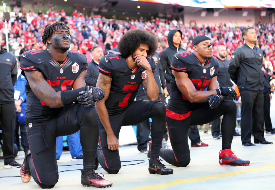 Players kneeling during the National Anthem