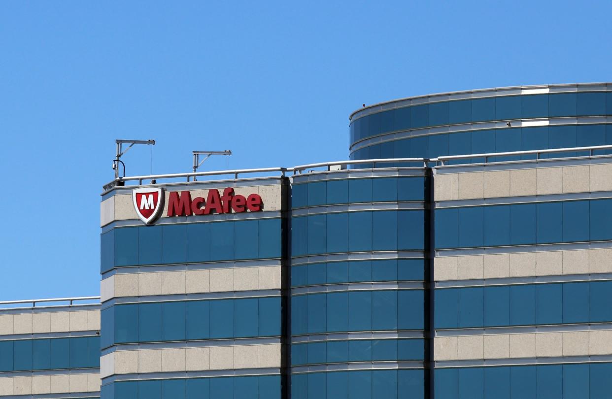 Santa Clara, CA, USA – March 18, 2014: The McAfee World Headquarters located in Santa Clara. McAfee is an American global computer security software company and a wholly owned subsidiary of Intel.