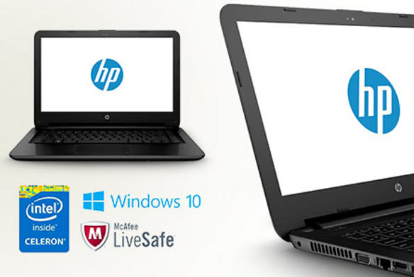 The HP 14-inch Jack Black Celeron notebook, available from Sainsbury's.