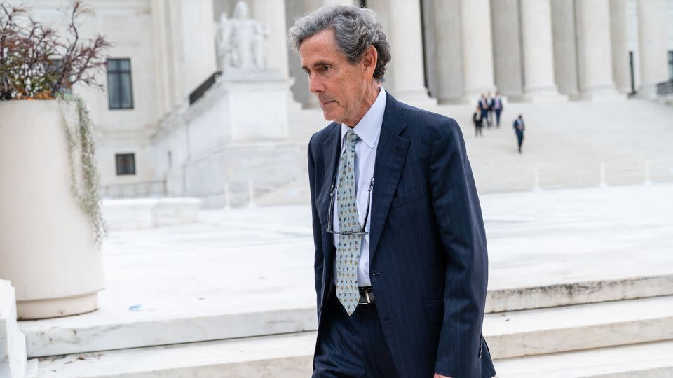 Edward Blum, the affirmative action opponent behind the lawsuits that challenged admission procedures at Harvard University and the University of North Carolina at Chapel Hill, leaves the Supreme Court in Washington, D.C. - Eric Lee/The Washington Post/Getty Images